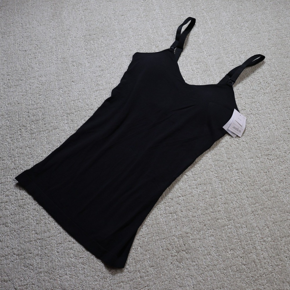 Auden Women Black Nursing Cami Seamless Maternity Tank Top Small 023012785